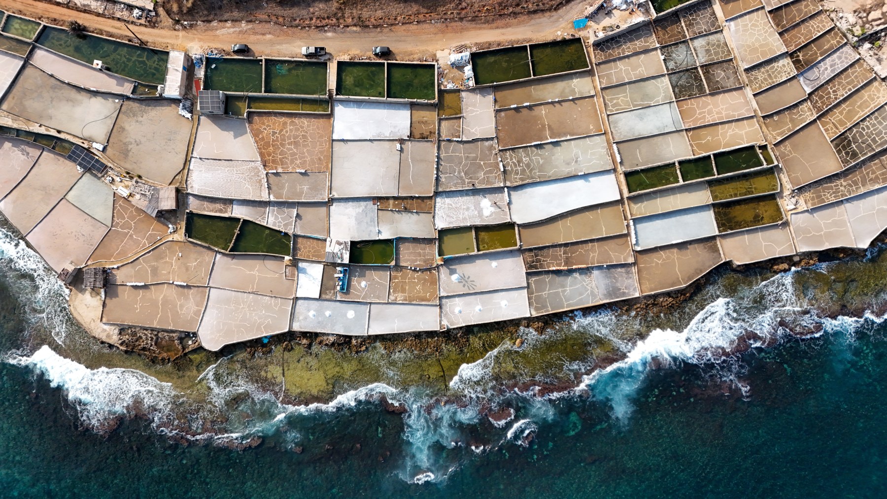 Anfeh’s salt pans beside the Mediterranean.