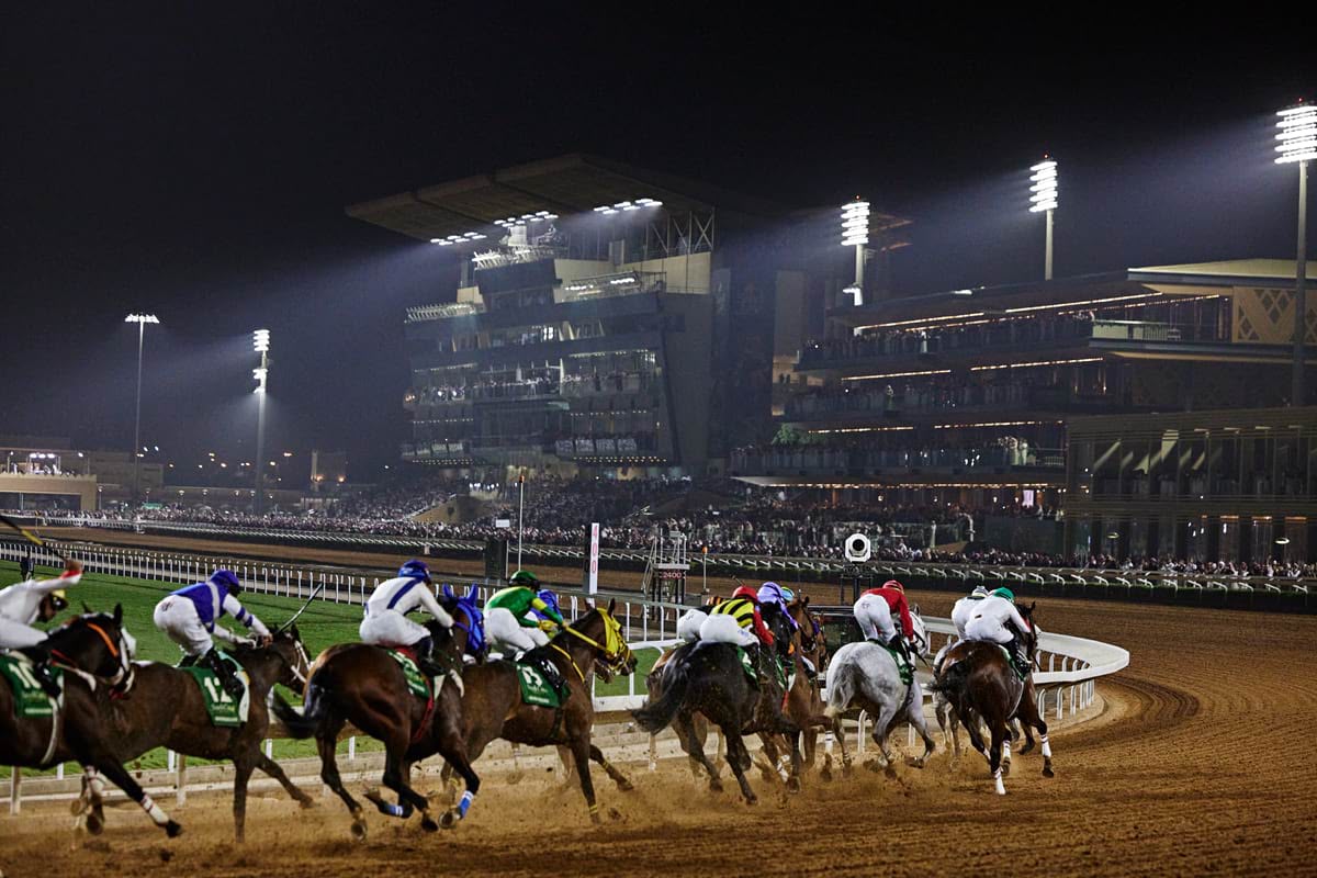 Saudi horse racing in action — archive photograph.
