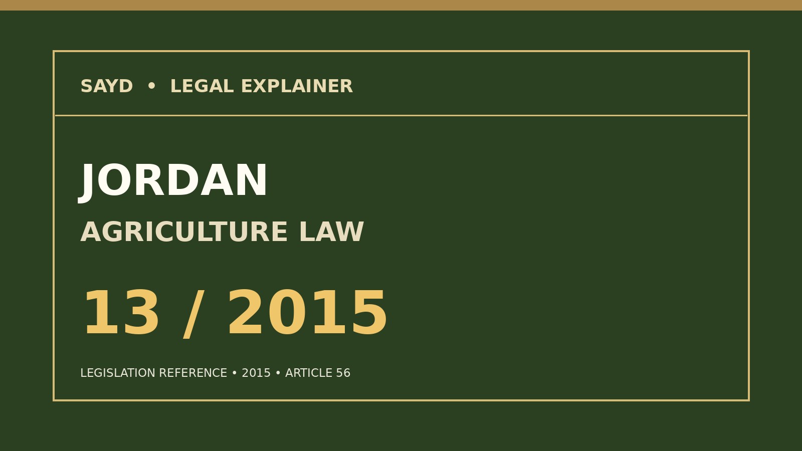 Jordanie : loi agricole 13/2015, article 56