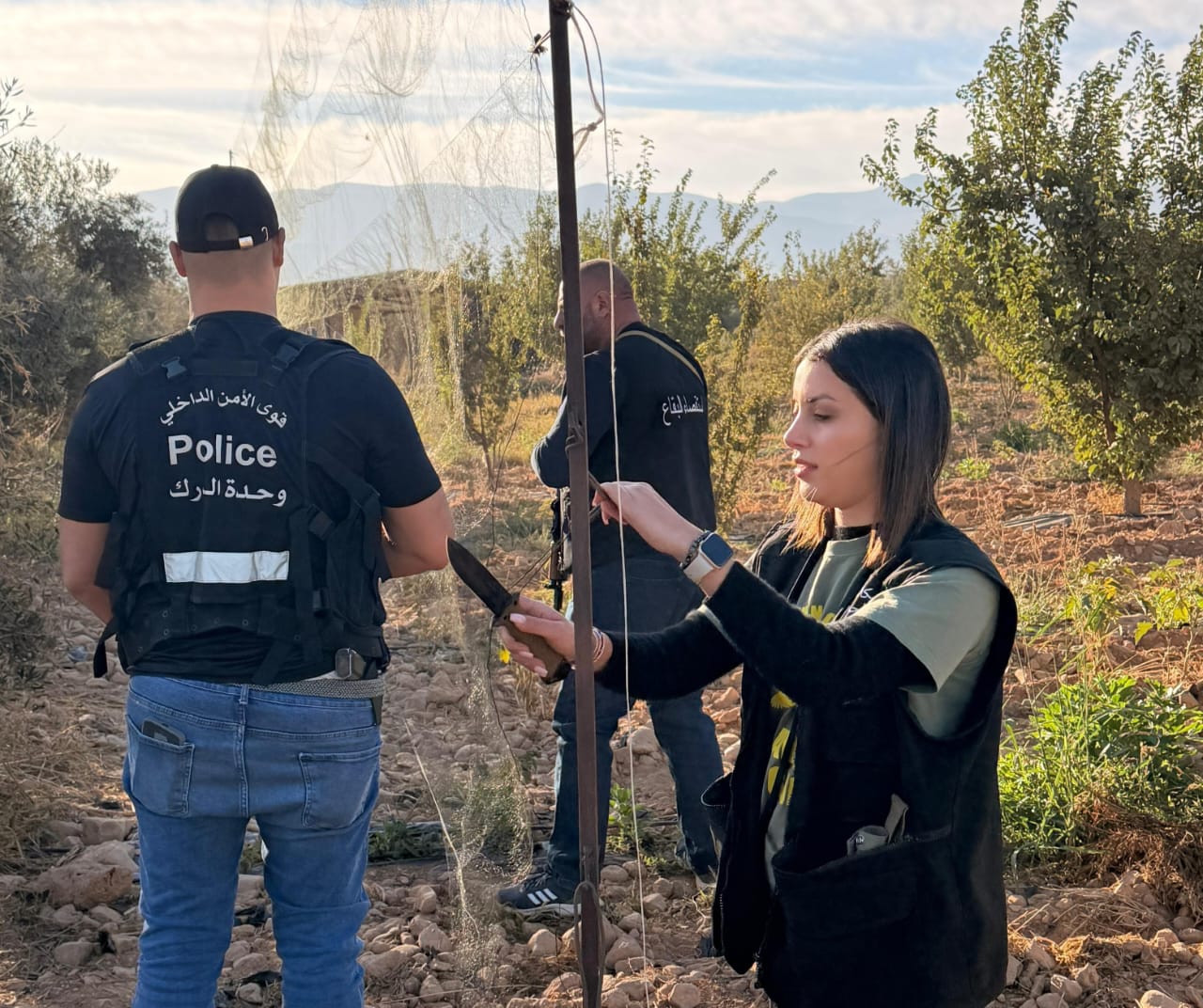 Shireen Bou Rafoul removing hunting nets in cooperation with the Internal Security Forces.